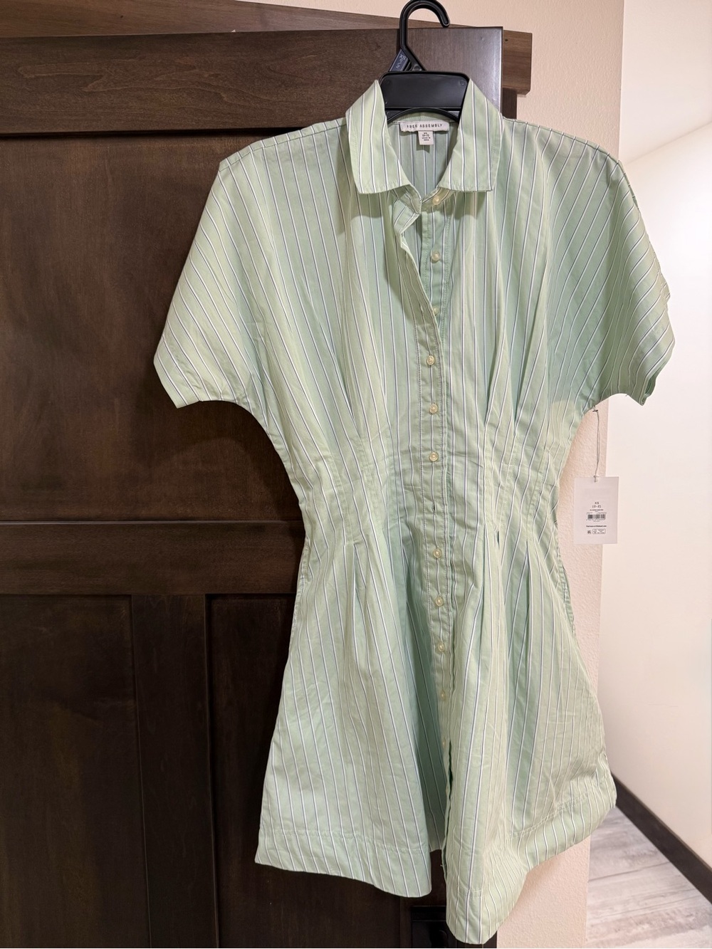 Free Assembly Mint Green Striped Shirt Dress